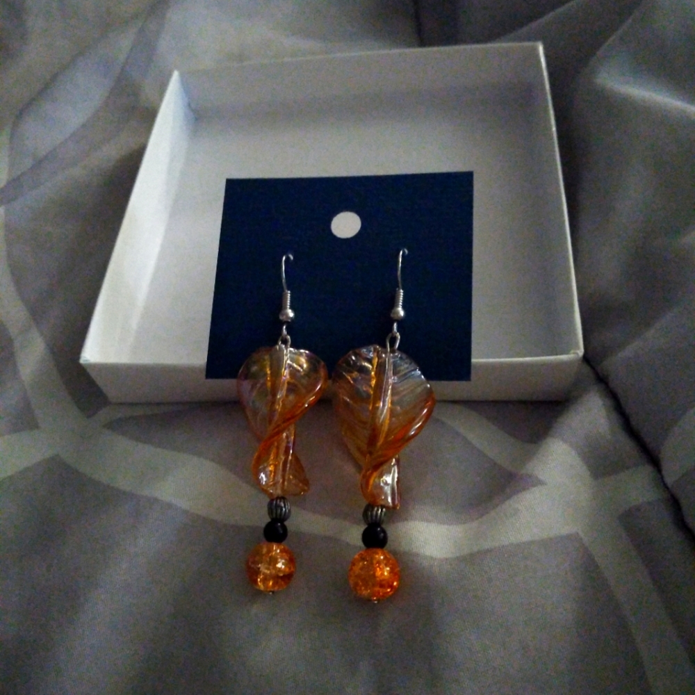 Gold & black dangle earrings
